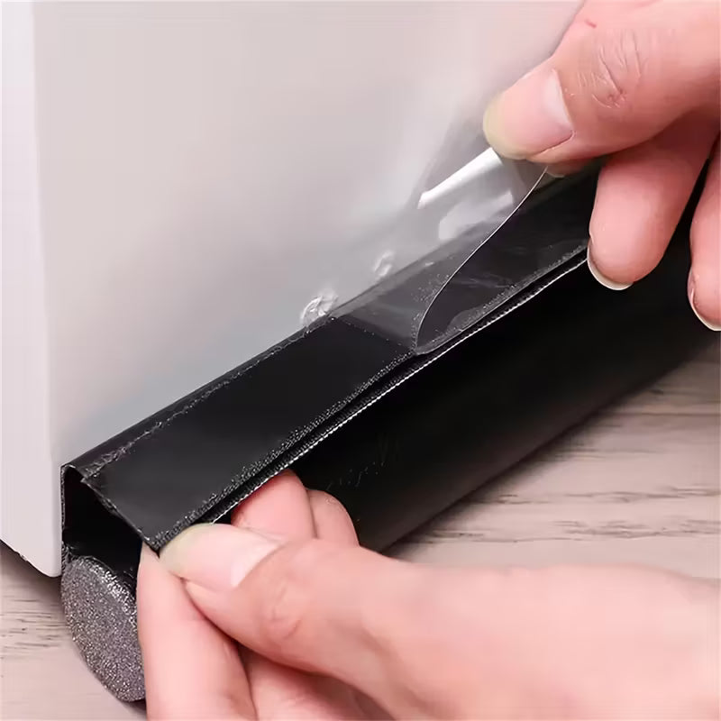 Leather-like Self-Adhesive Door Bottom Seal Strip | Under Door Draft Stopper for Weatherproofing, Insulation, Soundproofing