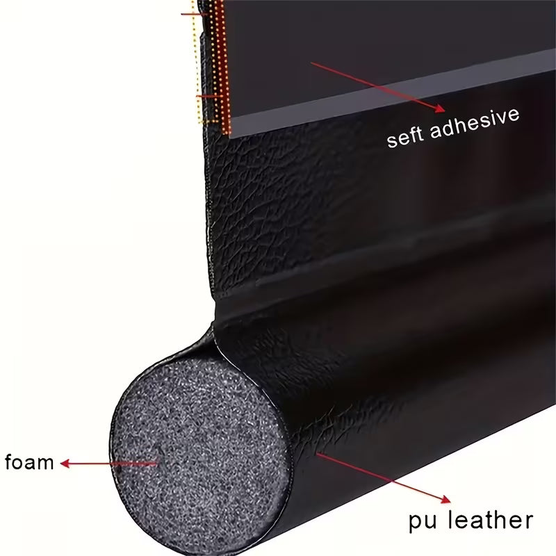 Leather-like Self-Adhesive Door Bottom Seal Strip | Under Door Draft Stopper for Weatherproofing, Insulation, Soundproofing