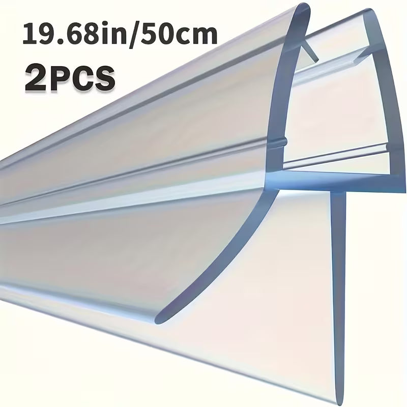 2x Frameless Shower Door Bottom Seal Strip, 19.69 Inch Durable Plastic Leak-Proof Gasket