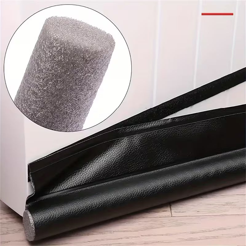 Leather-like Self-Adhesive Door Bottom Seal Strip | Under Door Draft Stopper for Weatherproofing, Insulation, Soundproofing